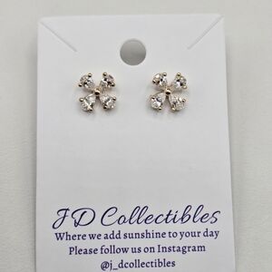 Swarovski Crystal Elements Gold Earrings Pinwheel Floral Prom Bridal